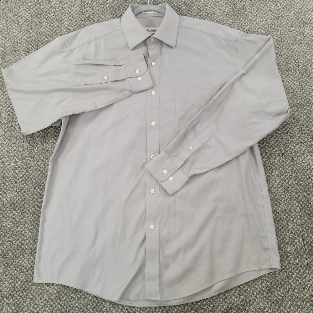 Joseph & Feiss Mens‎ Dress Shirt Gray 80s 2-Ply Twill Button Down 16 34/35